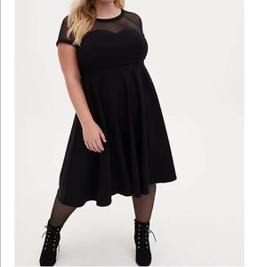 Nwt torrid black mesh inset swing dress